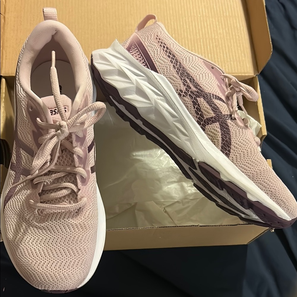 Asics Pink Athletic Shoes with Knit Upper